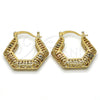 Oro Laminado Small Hoop, Gold Filled Style Greek Key Design, Polished, Tricolor, 02.102.0014.25