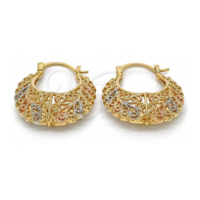 Oro Laminado Medium Hoop, Gold Filled Style Polished, Tricolor, 02.102.0022.30