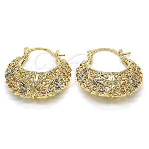 Gold Filled Hoop Earrings — Medium Hoop Polished Tricolor 02. — main product view — SKU 116279 | Oro Laminado aretes de aro — Medium Hoop pulido Tricolor 02. — SKU 116279