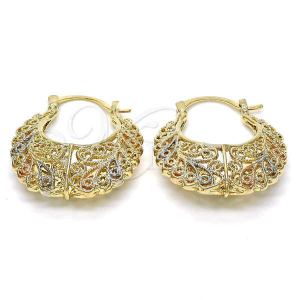 Gold Filled Hoop Earrings — Medium Hoop Polished Tricolor 02. — main product view — SKU 116279 | Oro Laminado aretes de aro — Medium Hoop pulido Tricolor 02. — SKU 116279