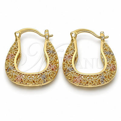 Oro Laminado Small Hoop, Gold Filled Style Polished, Tricolor, 02.102.0023.25