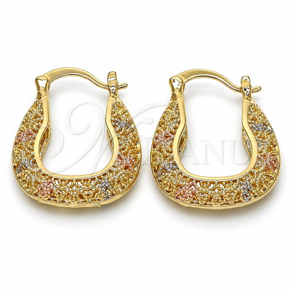 Oro Laminado Small Hoop, Gold Filled Style Polished, Tricolor, 02.102.0023.25