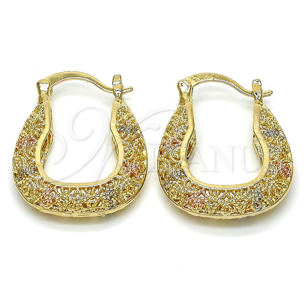 Gold Filled Hoop Earrings — Small Hoop Polished Tricolor 02. — main product view — SKU 116280 | Oro Laminado aretes de aro — Small Hoop pulido Tricolor 02. — SKU 116280