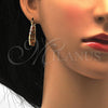 Oro Laminado Small Hoop, Gold Filled Style Greek Key Design, Polished, Tricolor, 02.102.0024.25