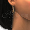 Oro Laminado Small Hoop, Gold Filled Style Greek Key Design, Polished, Tricolor, 02.102.0024.25