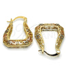 Oro Laminado Small Hoop, Gold Filled Style Greek Key Design, Polished, Tricolor, 02.102.0024.25