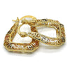 Oro Laminado Small Hoop, Gold Filled Style Greek Key Design, Polished, Tricolor, 02.102.0024.25