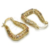 Oro Laminado Small Hoop, Gold Filled Style Greek Key Design, Polished, Tricolor, 02.102.0024.25