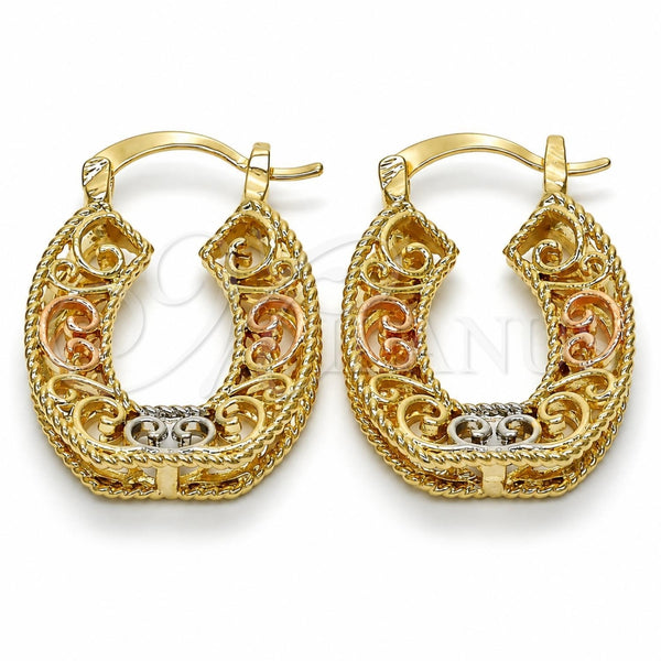 Oro Laminado Small Hoop, Gold Filled Style Polished, Tricolor, 02.102.0025.20