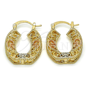 Gold Filled Hoop Earrings — Small Hoop Polished Tricolor 02. — main product view — SKU 116282 | Oro Laminado aretes de aro — Small Hoop pulido Tricolor 02. — SKU 116282