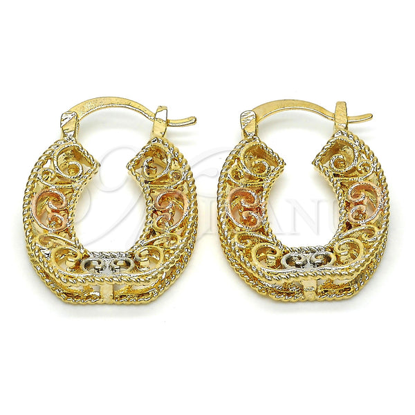 Gold Filled Hoop Earrings — Small Hoop Polished Tricolor 02. — main product view — SKU 116282 | Oro Laminado aretes de aro — Small Hoop pulido Tricolor 02. — SKU 116282