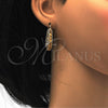 Oro Laminado Small Hoop, Gold Filled Style Leaf Design, Polished, Tricolor, 02.102.0030.20