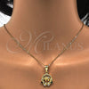 Oro Laminado Fancy Pendant, Gold Filled Style Elephant and Heart Design, with Multicolor Cubic Zirconia, Polished, Golden Finish, 05.253.0012