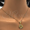 Oro Laminado Fancy Pendant, Gold Filled Style Elephant and Heart Design, with Multicolor Cubic Zirconia, Polished, Golden Finish, 05.253.0012