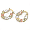 Oro Laminado Small Hoop, Gold Filled Style Diamond Cutting Finish, Tricolor, 02.65.2623.20