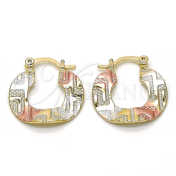 Gold Filled Hoop Earrings — Small Hoop Diamond Cutting Tricolor 02.65. — main product view — SKU 116303 | Oro Laminado aretes de aro — Small Hoop Diamond Cutting Tricolor 02.65. — SKU 116303