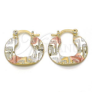 Gold Filled Hoop Earrings — Small Hoop Diamond Cutting Tricolor 02.65. — main product view — SKU 116303 | Oro Laminado aretes de aro — Small Hoop Diamond Cutting Tricolor 02.65. — SKU 116303