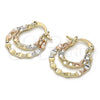 Oro Laminado Small Hoop, Gold Filled Style Diamond Cutting Finish, Tricolor, 02.65.2629.20