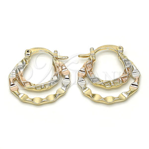Gold Filled Hoop Earrings — Small Hoop Diamond Cutting Tricolor 02.65. — main product view — SKU 116311 | Oro Laminado aretes de aro — Small Hoop Diamond Cutting Tricolor 02.65. — SKU 116311
