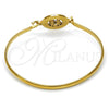 Stainless Steel Individual Bangle, Little Girl and Little Boy Design, with White Crystal, Polished, Golden Finish, 07.110.0008.04 (04 MM Thickness, Size 4 (2.25 Diameter))