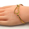 Stainless Steel Individual Bangle, Heart Design, Polished, Golden Finish, 07.110.0009.05 (04 MM Thickness, Size 5 (2.50 Diameter))