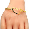 Stainless Steel Individual Bangle, Heart Design, Polished, Golden Finish, 07.110.0009.05 (04 MM Thickness, Size 5 (2.50 Diameter))