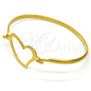 Stainless Steel Individual Bangle, Heart Design, Polished, Golden Finish, 07.110.0009.05 (04 MM Thickness, Size 5 (2.50 Diameter))