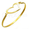 Stainless Steel Individual Bangle, Heart Design, Polished, Golden Finish, 07.110.0009.05 (04 MM Thickness, Size 5 (2.50 Diameter))