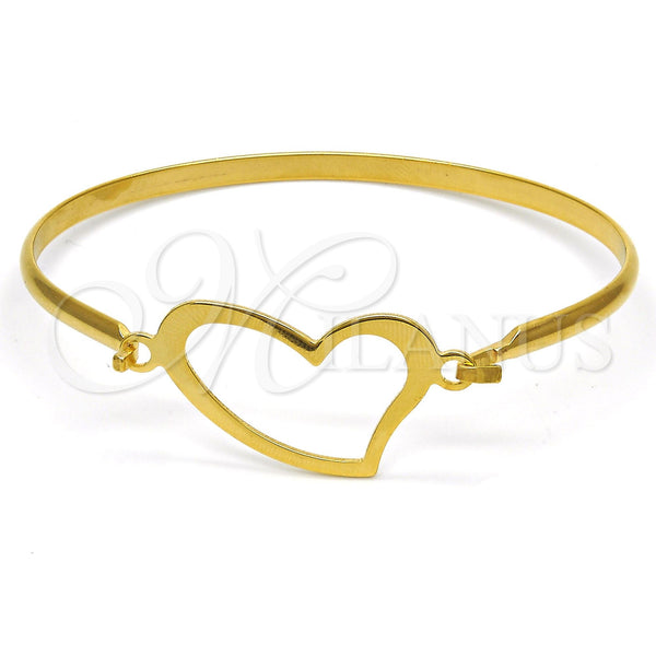 Stainless Steel Individual Bangle, Heart Design, Polished, Golden Finish, 07.110.0009.05 (04 MM Thickness, Size 5 (2.50 Diameter))