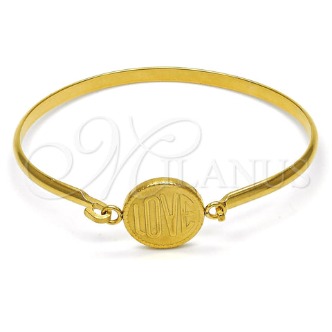Stainless Steel Individual Bangle, Love Design, Polished, Golden Finish, 07.110.0015.04 (04 MM Thickness, Size 4 (2.25 Diameter))