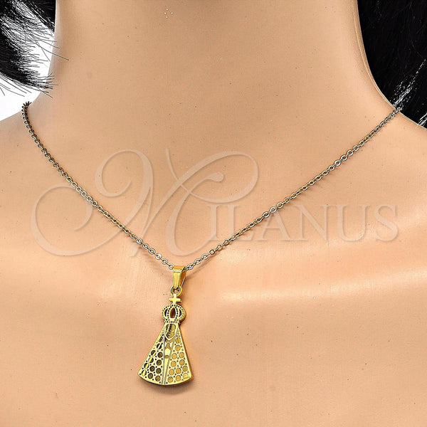 Stainless Steel Pendant — Religious Pendant Caridad del Cobre and Cross Design — alternate product view — SKU 116336 | Acero Inoxidable dije — Religious Pendant Caridad del Cobre and cruz diseño — SKU 116336