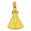 Stainless Steel Religious Pendant, Caridad del Cobre and Cross Design, Polished, Golden Finish, 05.302.0001