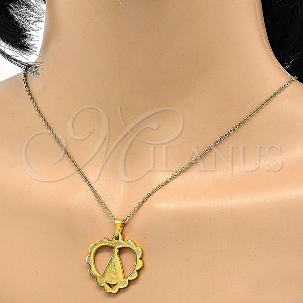 Stainless Steel Pendant — Religious Pendant Caridad del Cobre and Heart Design — alternate product view — SKU 116338 | Acero Inoxidable dije — Religious Pendant Caridad del Cobre and corazón diseño — SKU 116338