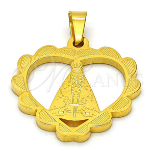 Stainless Steel Pendant — Religious Pendant Caridad del Cobre and Heart Design — main product view — SKU 116338 | Acero Inoxidable dije — Religious Pendant Caridad del Cobre and corazón diseño — SKU 116338