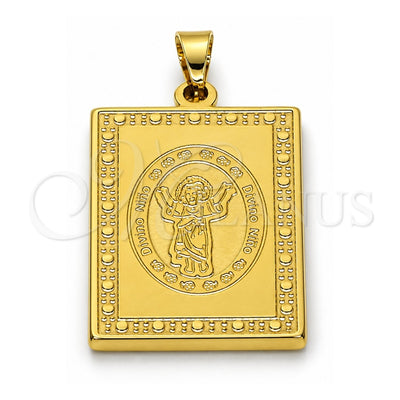Stainless Steel Religious Pendant, Divino NiÃ±o Design, Polished, Golden Finish, 05.247.0006