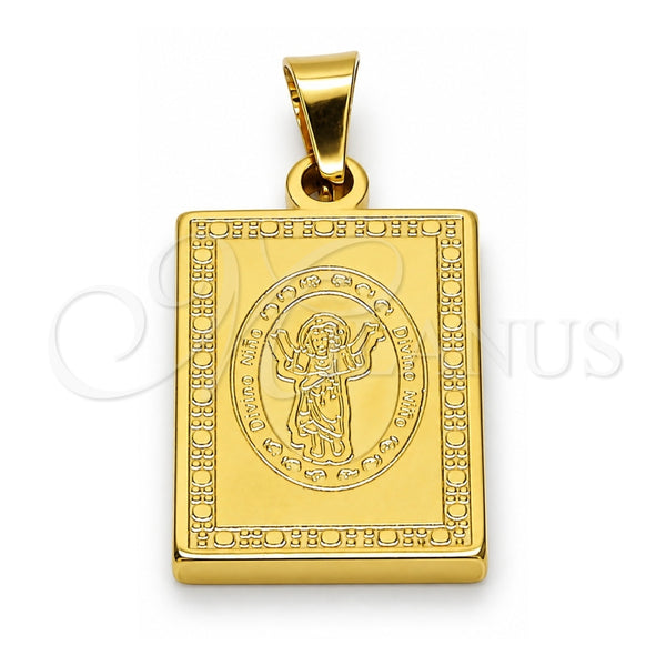Stainless Steel Religious Pendant, Divino NiÃ±o Design, Polished, Golden Finish, 05.247.0007