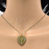 Stainless Steel Religious Pendant, Divino NiÃ±o and Heart Design, Polished, Golden Finish, 05.247.0008