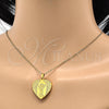 Stainless Steel Religious Pendant, Divino NiÃ±o and Heart Design, Polished, Golden Finish, 05.247.0008