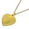 Stainless Steel Religious Pendant, Divino NiÃ±o and Heart Design, Polished, Golden Finish, 05.247.0008