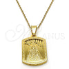 Stainless Steel Religious Pendant, Caridad del Cobre Design, Polished, Golden Finish, 05.116.0042