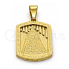 Stainless Steel Religious Pendant, Caridad del Cobre Design, Polished, Golden Finish, 05.116.0042