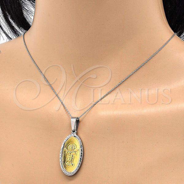 Stainless Steel Pendant — Religious Pendant Divino NiÃ±o Design Polished Two Tone — alternate product view — SKU 116348 | Acero Inoxidable dije — Religious Pendant Divino NiÃ±o diseño pulido Two Tone — SKU 116348