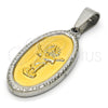 Stainless Steel Religious Pendant, Divino NiÃ±o Design, Polished, Two Tone, 05.116.0043