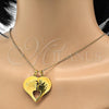 Stainless Steel Fancy Pendant, Heart Design, Polished, Golden Finish, 05.116.0048