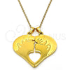 Stainless Steel Fancy Pendant, Heart Design, Polished, Golden Finish, 05.116.0048