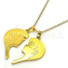 Stainless Steel Fancy Pendant, Heart Design, Polished, Golden Finish, 05.116.0048