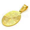 Stainless Steel Religious Pendant, Divino NiÃ±o Design, Polished, Golden Finish, 05.300.0001