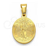 Stainless Steel Religious Pendant, Divino NiÃ±o Design, Polished, Golden Finish, 05.300.0001