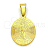 Stainless Steel Religious Pendant, Divino NiÃ±o Design, Polished, Golden Finish, 05.300.0001