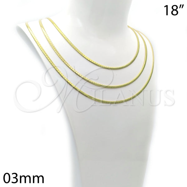 Oro Laminado Basic Necklace, Gold Filled Style Herringbone Design, Polished, Golden Finish, 04.265.0001.18 (03 MM Thickness, 18 Inches Length)
